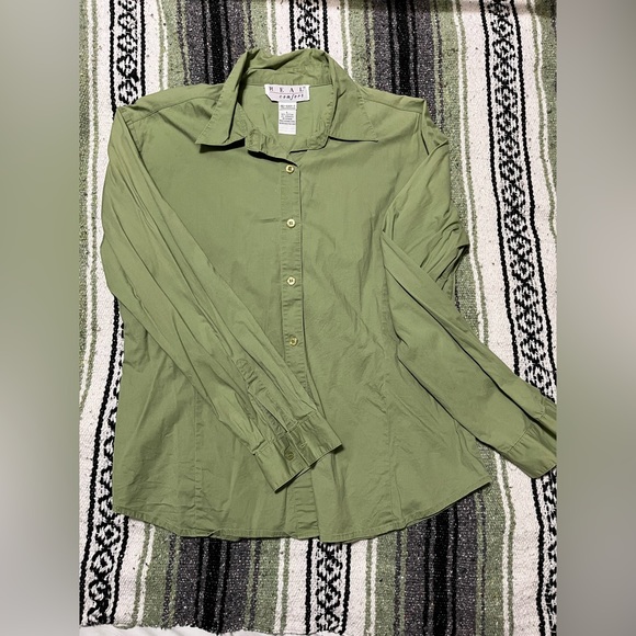 Sage green long sleeve button up shirt - Picture 1 of 2